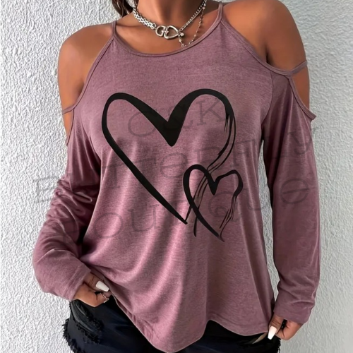 Plus size off shoulder heart top