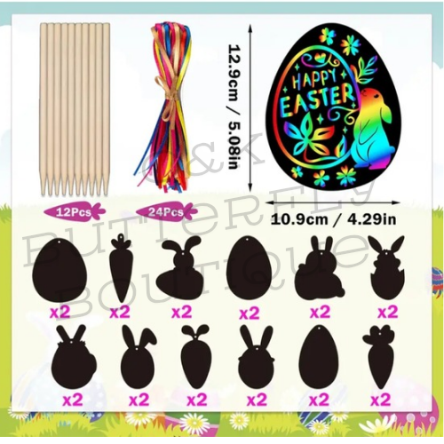 24pc Easter scratch art