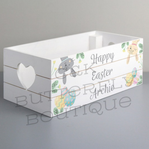 Personalised Easter White Wooden Crate