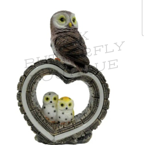 Owl solar heart garden decor
