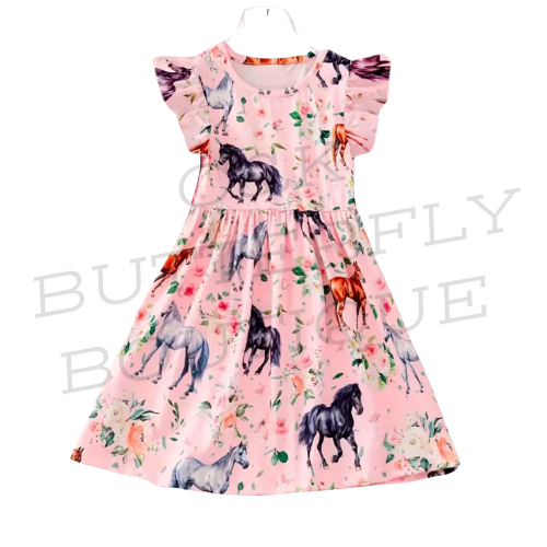 Girls summer dress horses