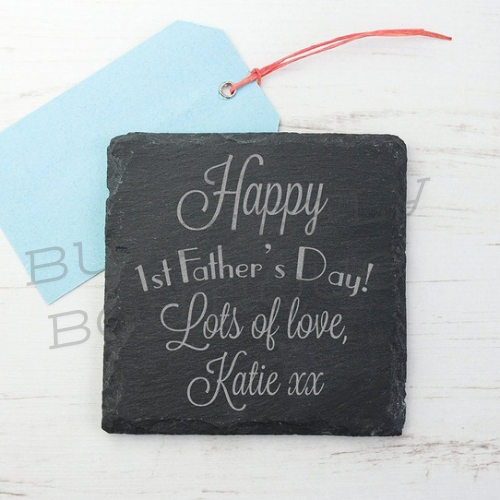 Personalised 1st Father&#39;s Day Square Slate Keepsake
