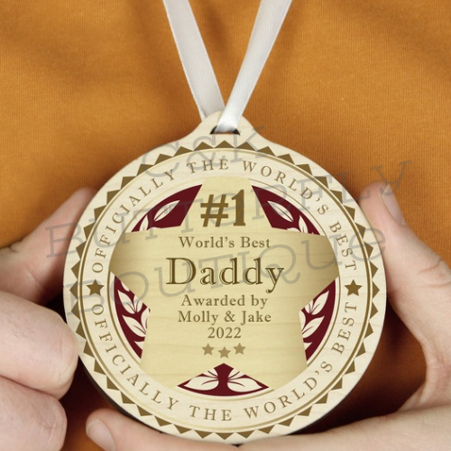 Personalised Number 1 Round Wooden Medal