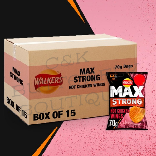 15x Walkers Max Hot Chicken Wings Crisps 70g
