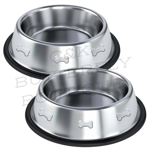 Set of Two Stainless Steel Dog Bowls
