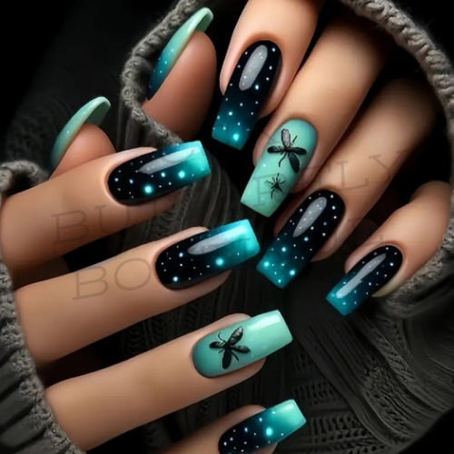 Green gradient ballet nails