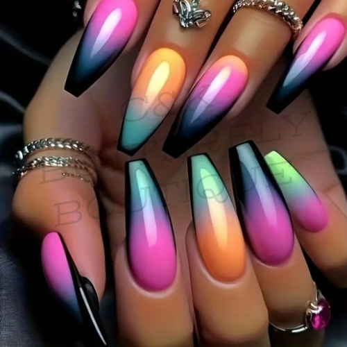 Medium glossy nails ombre