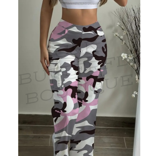 High waisted cargo pants