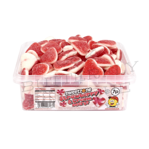 Fizzy Strawberry and Cream Hearts 700g Tub