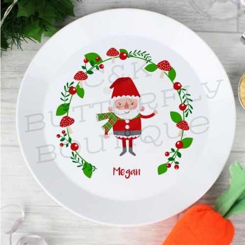 Personalised Christmas Toadstool Santa Plastic Plate