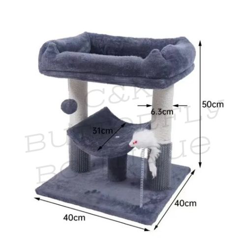 Grey cat tower
