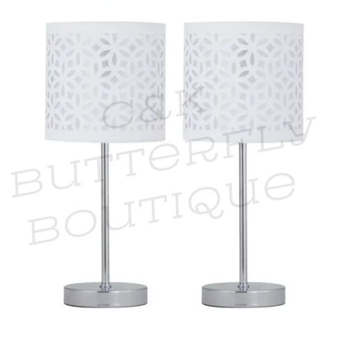 Chrome and white lamps