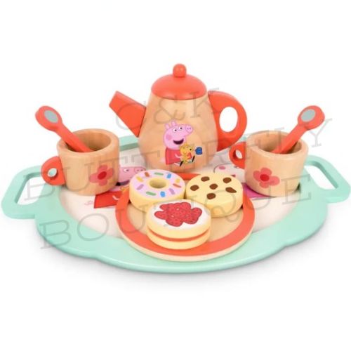 Pig wooden tea set