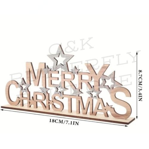 Wooden "Merry Christmas" Ornament with Glitter Stars ⭐