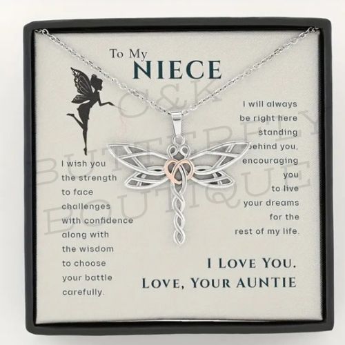 To My Niece Dragonfly Necklace – From Auntie 💖✨