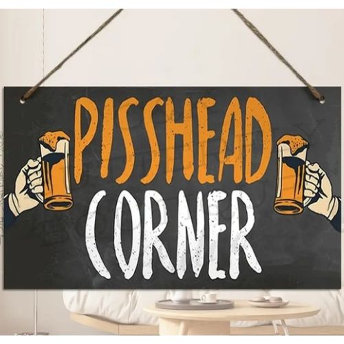 Funny Bar Sign – “Pisshead Corner” Pub, Man Cave &amp; Home Bar Décor 🍻