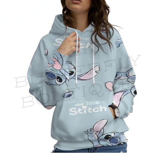 Disney Stitch Hoodie – Cute “We Love Stitch” Pullover 🩵🐾