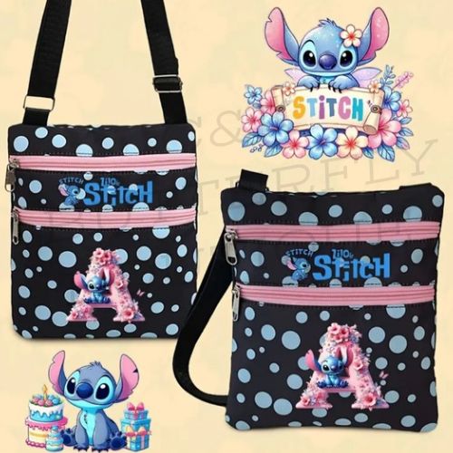 Disney Stitch Polka Dot Crossbody Bag – Cute Shoulder Satchel 💙🌸
