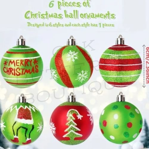 6-Piece Christmas Ball Ornaments – Festive Tree Decorations 🎅