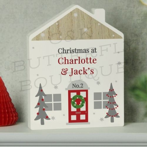 Personalised Christmas Wooden House Ornament