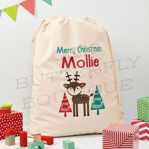 Personalised Christmas Reindeer Sack