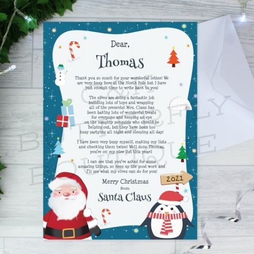 Personalised Christmas Penguin Letter