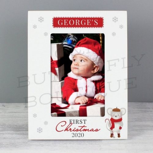 Personalised '1st Christmas' Mouse White 6x4 Inch Photo Frame