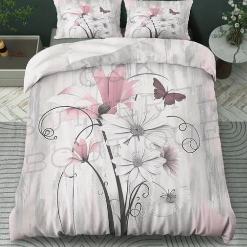 Floral Butterfly Bedding Set – Duvet Cover with Pillowcases 🌿✨