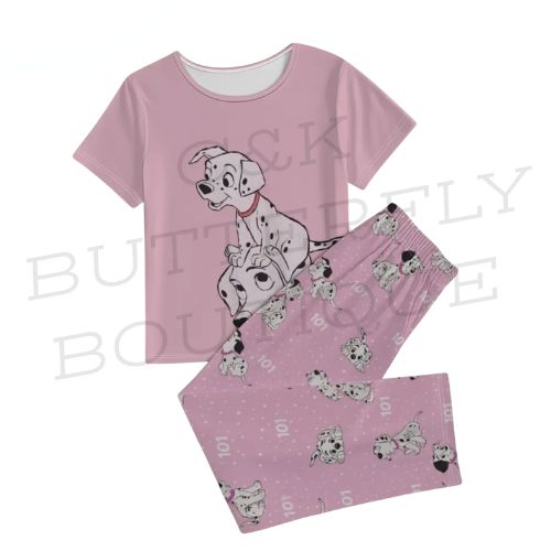 Disney 101 Dalmatians Pajama Set – Women’s Short Sleeve Top &amp; Pants 🐶✨
