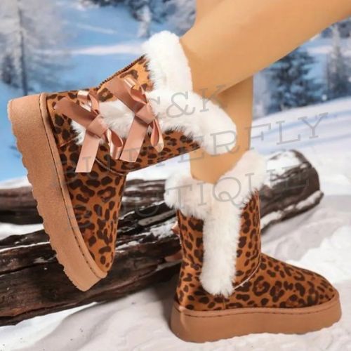 Cozy Leopard Print Platform Boots
