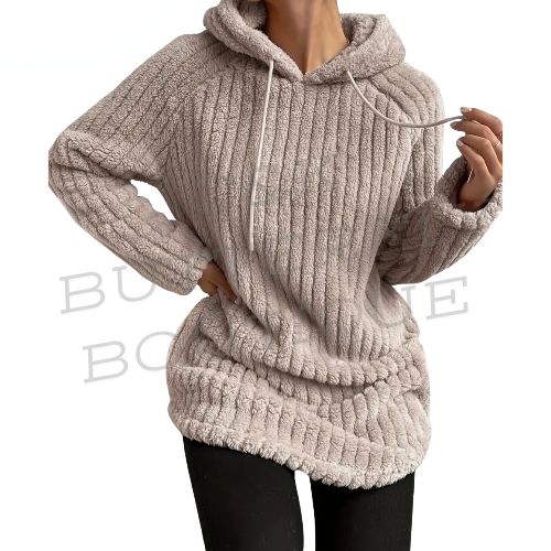 Cozy Ribbed Plush Hoodie
