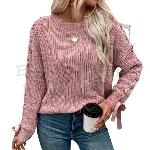pink ribbed knit sweater
