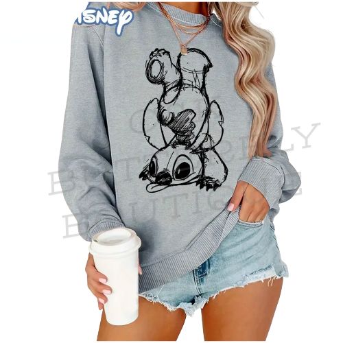Disney Stitch Sweatshirt – Women’s Cute Graphic Pullover Crewneck