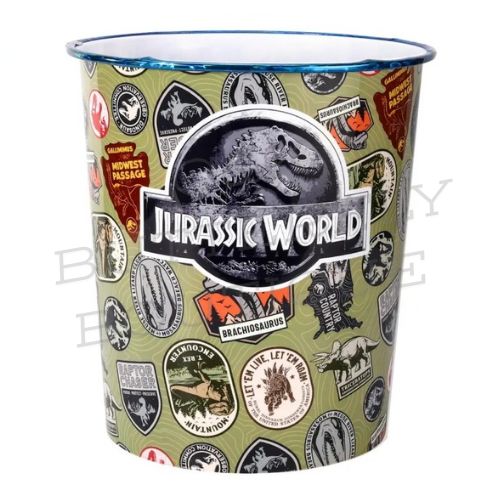 Jurassic World Metal Wastebasket – Dinosaur Print Trash Can