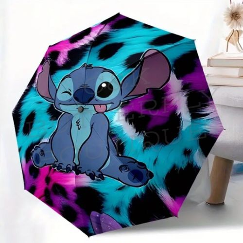 Disney Stitch Umbrella – Cute Cartoon Print Rain &amp; Sun Umbrella