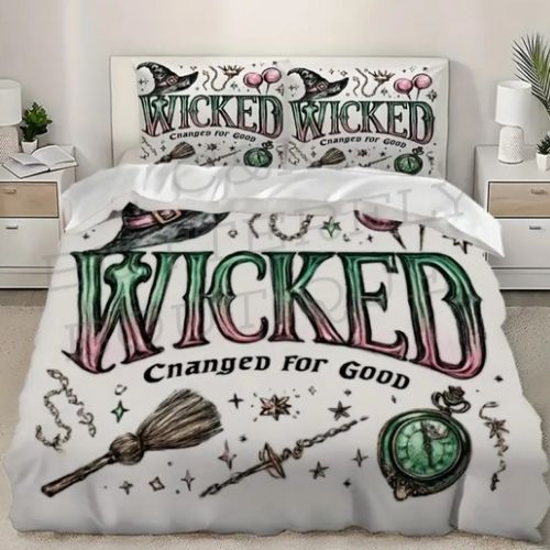 Wicked Musical Bedding Set – Comforter &amp; Pillowcases with “Changed for Good” Design