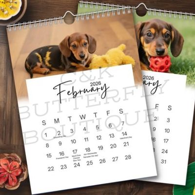 2026 Puppy Wall Calendar – Cute Dachshund Dog Photos