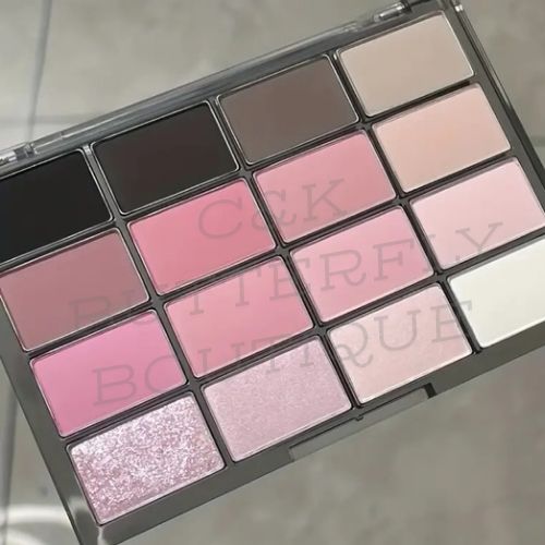16-Color Eyeshadow Palette – Matte &amp; Shimmer Pink Tones