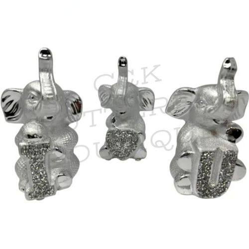 Silver Elephant “I ❤️ U” Figurine Set – 3-Piece Decorative Ornament