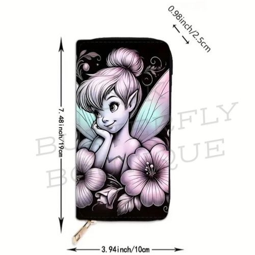 Fairy-Inspired Zip Around Wallet – Floral Long Purse with Multiple Card Slots