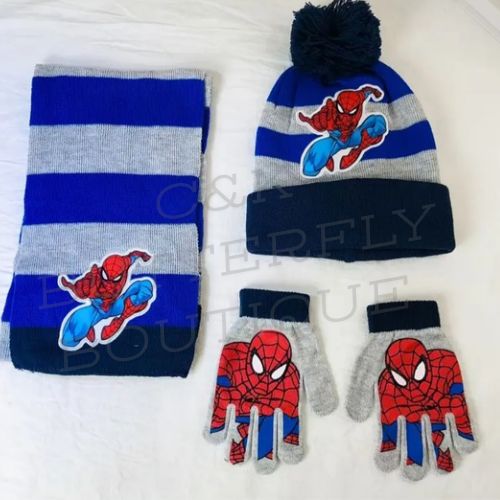 Kids Spiderman Winter Hat, Scarf &amp; Gloves Set – 3 Piece Marvel Bundle