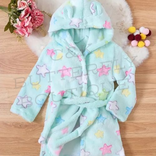 Kids Plush Star Print Hooded Bathrobe – Soft, Snuggly &amp; Magical