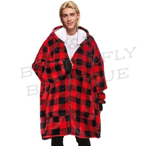 Mens Oversized Sherpa-Lined Hoodie Blanket – Ultimate Comfort in Style