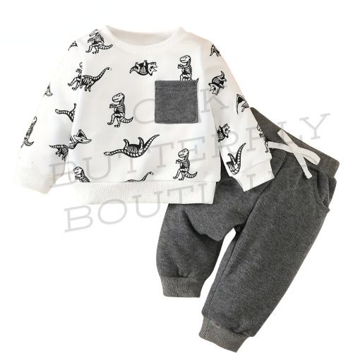Dinosaur Print Sweatshirt &amp; Joggers Set Cozy • Stylish • Perfect for Playtime