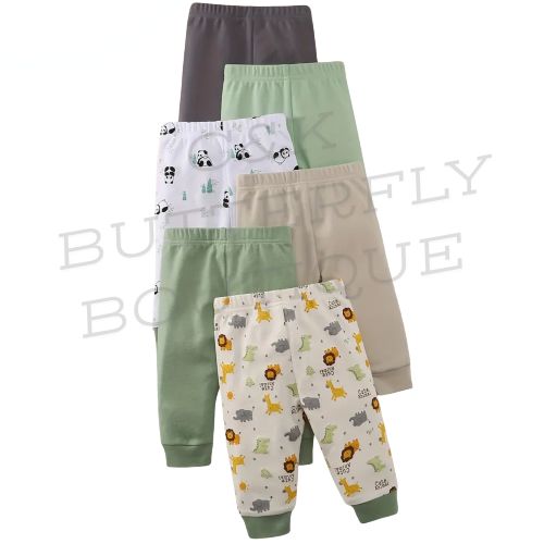 6-Pack Baby Soft Cotton Jogger Pants – Neutral &amp; Animal Print Set 🦁🐼🦓 Comfortable | Breathable | Everyday Essentials