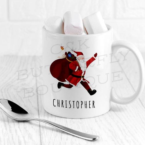 Personalised Personalised Playful Santa Christmas White Mug