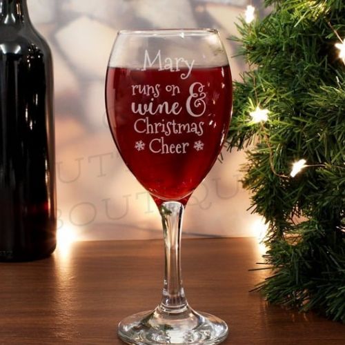 Personalised Runs On Wine &amp; Christmas Cheer Wine Glass