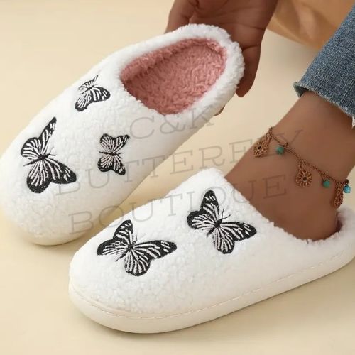 Butterfly Plush Slippers 🦋✨
