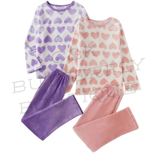 Cozy Heart Print Pyjama Set – 2-Pack 💜💗