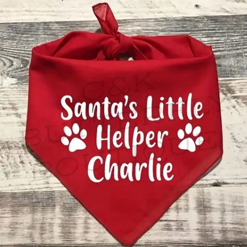 Personalised “Santa’s Little Helper” Pet Bandana 🎅🐾